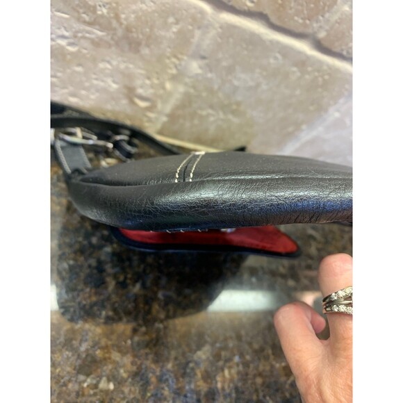 Vintage Longchamp Pebbled Black Leather with Silver Hardware Crossbody GUC - Picture 5 of 12